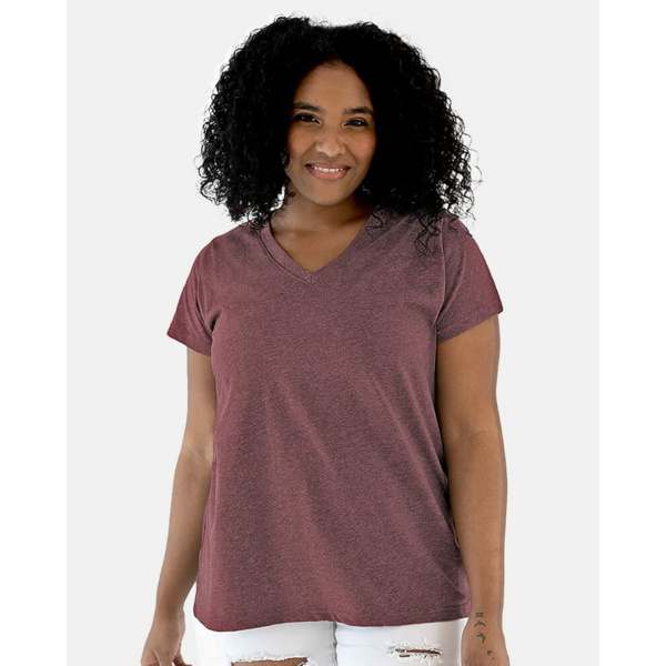 Women's Curvy Collection Fine Jersey V-Neck Tee Thumbnail