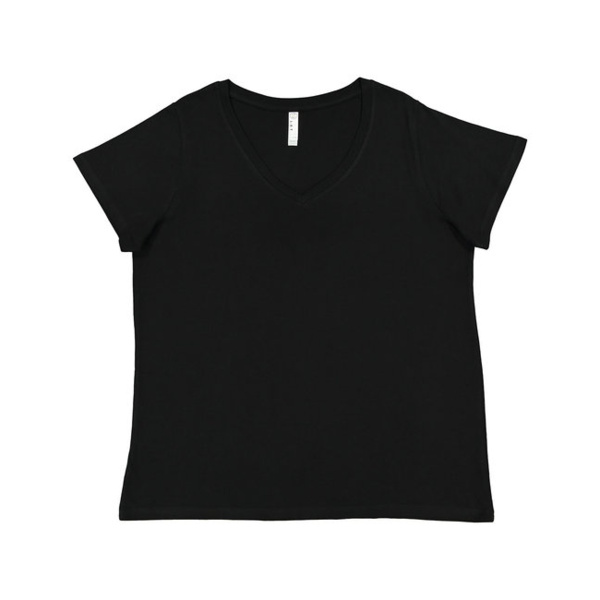 Ladies' Curvy V-Neck Fine Jersey T-Shirt Thumbnail
