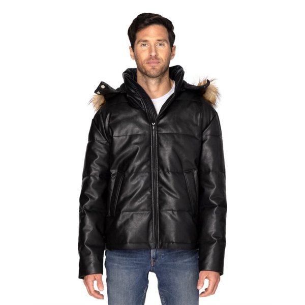 Unisex Vegan Leather Puffer Jacket Thumbnail