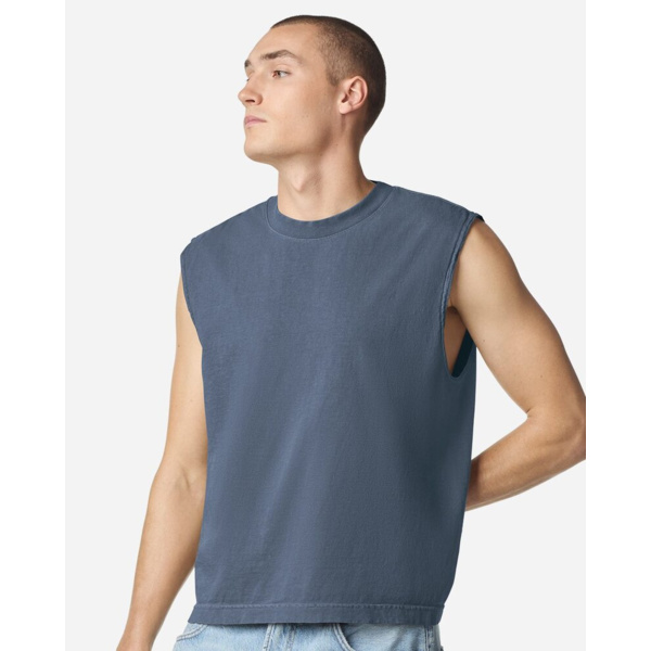 Unisex Heavyweight Cotton Garment-Dyed Boxy Muscle Tee Thumbnail