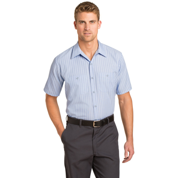 Short Sleeve Striped Industrial Work Shirt Thumbnail