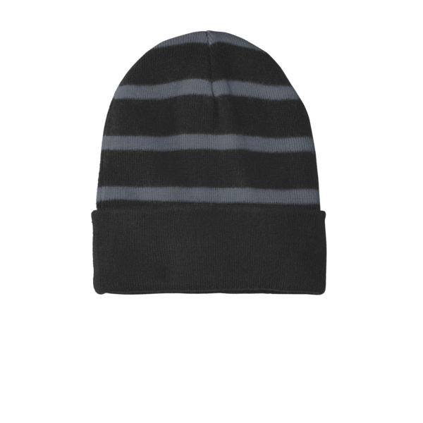 Striped Beanie with Solid Band Thumbnail