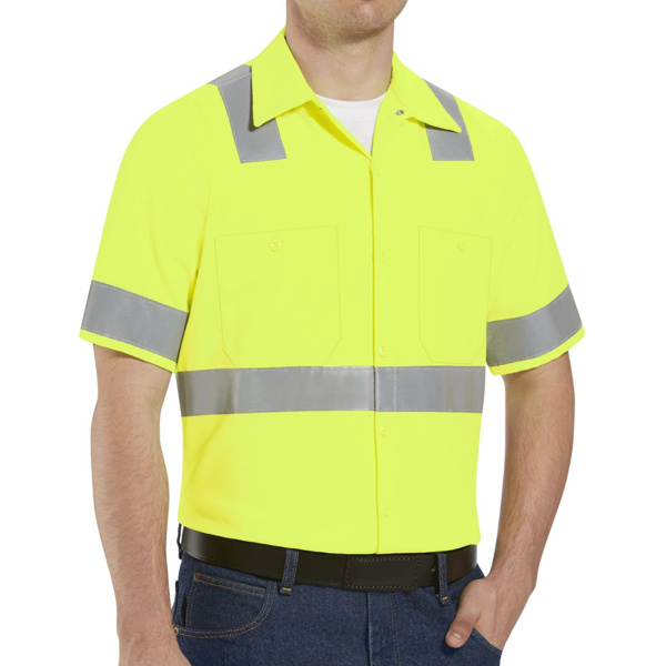 Men's Tall High Visibility Safety Short Sleeve Work Shirt Thumbnail