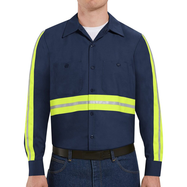Men's Tall Industrial Enhanced-Visibility Long Sleeve Work Shirt Thumbnail