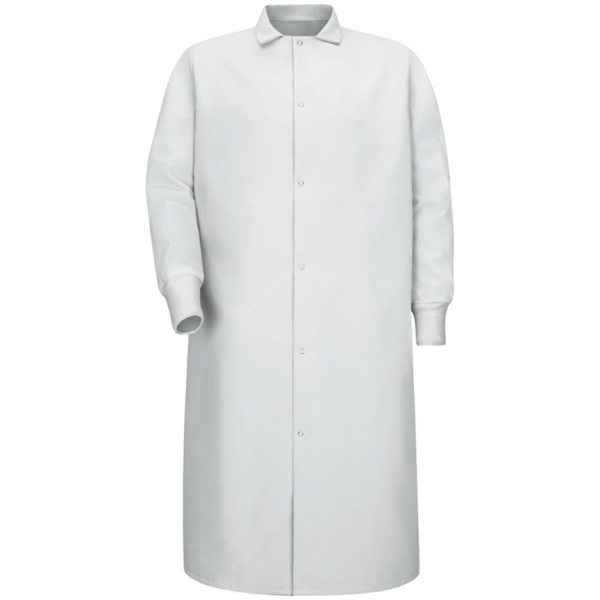 Unisex Gripper-Front Pocketless Butcher Coat With Knit Cuffs Thumbnail