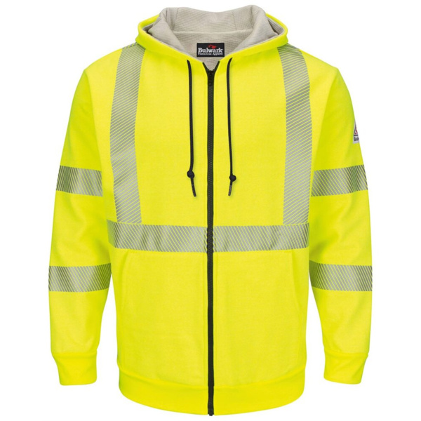Men's Tall Hi-Visibility Zip-Front Hooded Fleece Sweatshirt with Waffle Lining Thumbnail