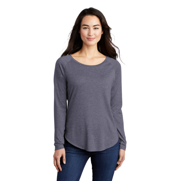 Ladies PosiCharge ® Long Sleeve Tri Blend Wicking Scoop Neck Raglan Tee Thumbnail